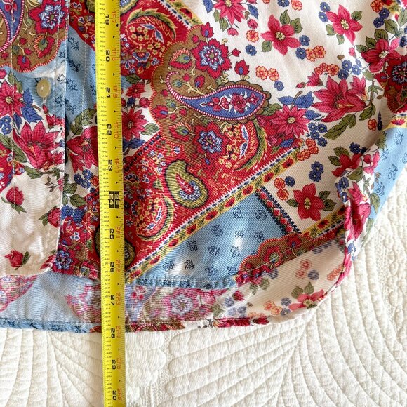 VTG 90s LIZWEAR Floral Paisley Western Cottagecore Long Sleeve Shirt - Picture 11 of 11